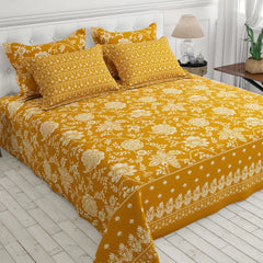 MUSTARD FLORAL XARA BED SHEET SET