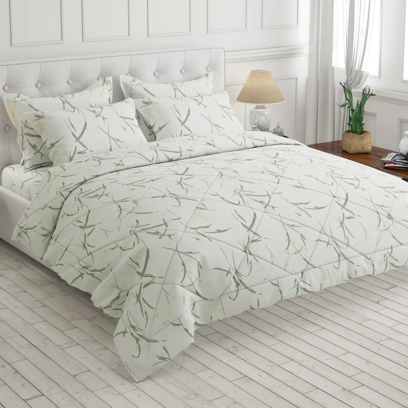 IVORY LEAF SATEEN 6-Pcs COMFORTER SET