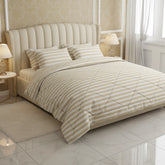 CLASSIC BEIGE STRIPE SATEEN 6-Pcs COMFORTER SET