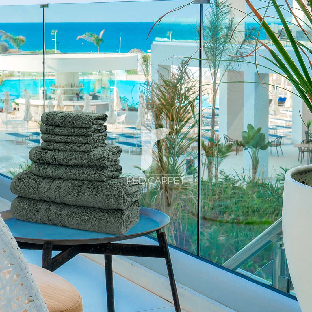 Cotton Towel Set 8 Pcs (Dark Grey)