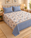 Ivory & Blue Floral Vine Xara Bed Sheet Set