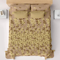 MOCHA LEAVES SATEEN BED SHEET SET