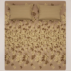 MOCHA LEAVES SATEEN BED SHEET SET