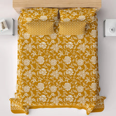 MUSTARD FLORAL XARA BED SHEET SET