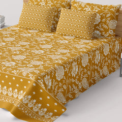 MUSTARD FLORAL XARA BED SHEET SET