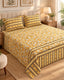 Mustard Floral Stripe Xara Bed Sheet Set