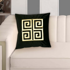Velvet Patch Work Cushion Cover Geometric (Black)