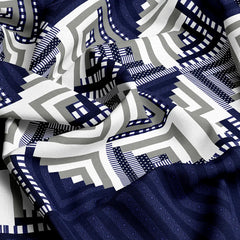 Royal Blue Geometric Squares & Triangles Sateen Bed Sheet Set