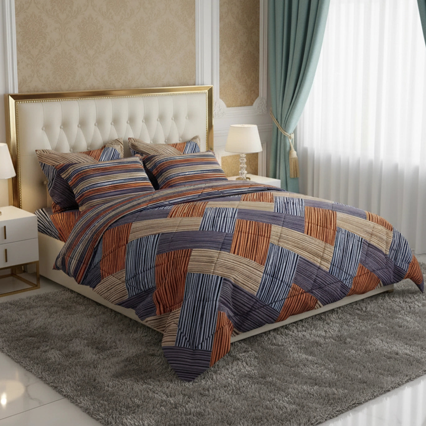 STRIPED KNIT 6-Pcs Comforter Set