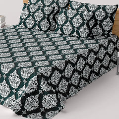 EMERALD SCROLL SATEEN BED SHEET SET