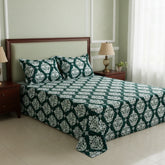 EMERALD SCROLL SATEEN BED SHEET SET