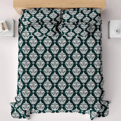 EMERALD SCROLL SATEEN BED SHEET SET