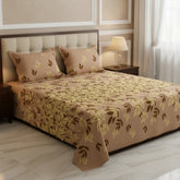 MOCHA LEAVES SATEEN BED SHEET SET