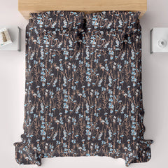 DARK FLORAL SATEEN BED SHEET