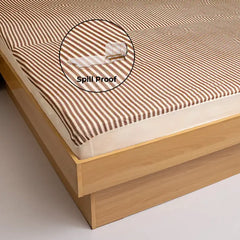 Water Proof Mattress Protector Stripe (Brown)