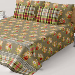 Xara Brown Floral Bed Sheet Set