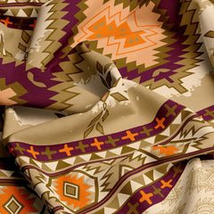 Xara Beige Geometric Grid Bed Sheet Set with Striped Pillows - 7730-7731