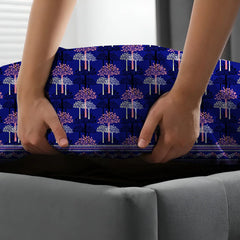 Xara Blue Tree Motif Fitted Bed Sheet Set