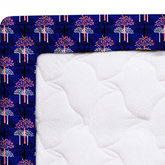 Xara Blue Tree Motif Fitted Bed Sheet Set