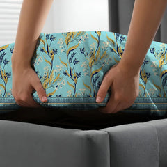 Xara Floral/Stripes Blue Fitted Bed Sheet Set