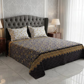 Xara Grey Floral Stripe Bed Sheet Set