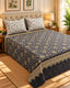 Xara Grey Floral Stripe Bed Sheet Set