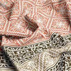 Xara Peach L-Brown Geometric Shapes Bed Sheet Set - 7310-7311