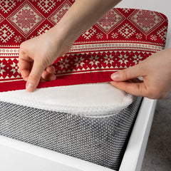 Xara Red Geometric Fitted Bed Sheet Set