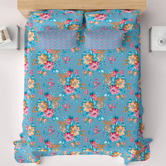 Xara Blue Floral Bed Sheet Set