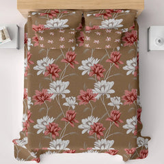 Xara Brown Floral Bed Sheet Set - 8034-8051