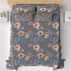 Xara Floral Grey Bed Sheet Set