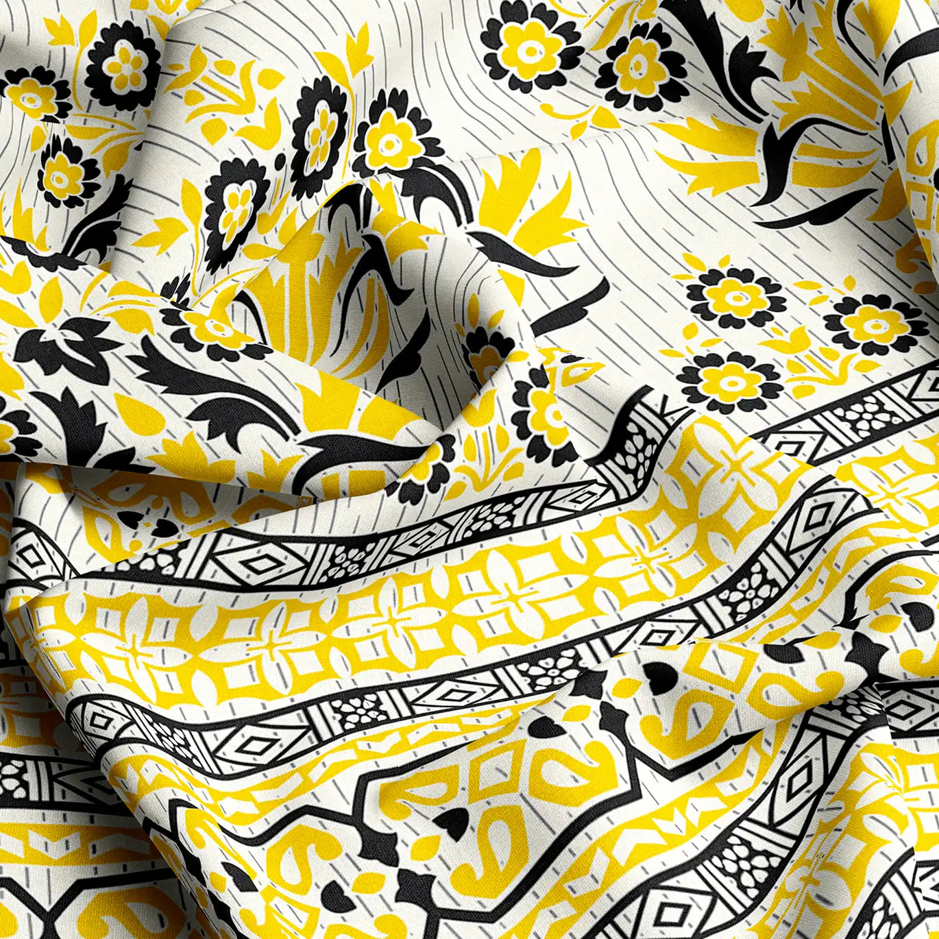 Xara Floral Stripe Border Bed Sheet Set Cream - 8379-80
