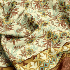 Xara Floral Striped Border Bed Sheet Set Cream