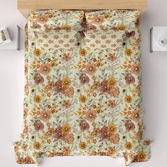 Xara Offwhite Floral Bed Sheet Set - 8090-8100