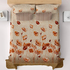 Xara Peach Floral Bed Sheet Set - 8028-8029