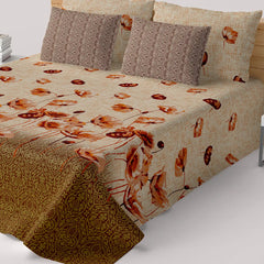 Xara Peach Floral Bed Sheet Set - 8028-8029