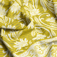 Xara Yellow Floral Striped Bed Sheet Set