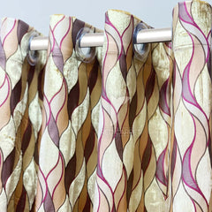 Printed velvet curtains panel (golden-brown)