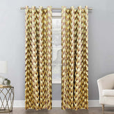 Printed velvet curtains panel (golden-brown)