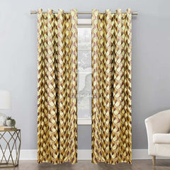 Printed velvet curtains panel (golden-brown)