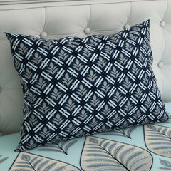 Blue Leaf Sateen Bed Sheet Set - 6935-6936