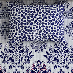 Xara Ink Blue Grey Floral Bed Sheet Set - 7090-7091