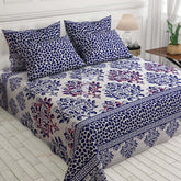 Xara Ink Blue Grey Floral Bed Sheet Set - 7090-7091