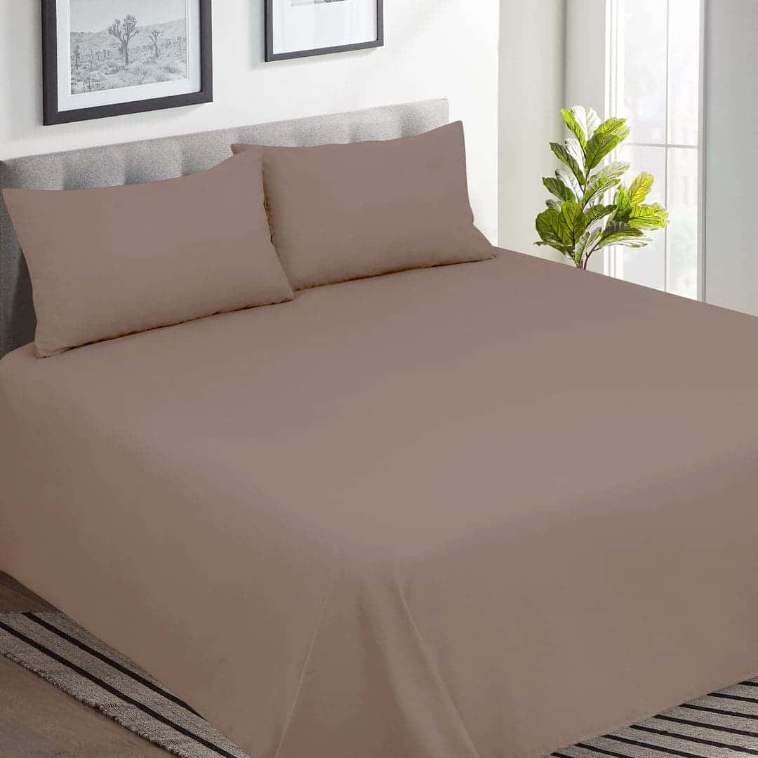 Luxury Cotton Dyed Bedsheet (Sand)