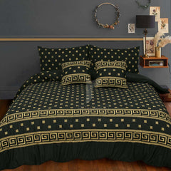 RHS Black Greek Key Border Geometric Quilt Cover Set