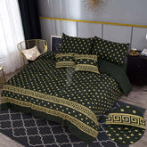 RHS Black Greek Key Border Geometric Quilt Cover Set