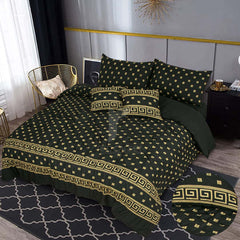 RHS Black Greek Key Border Geometric Quilt Cover Set