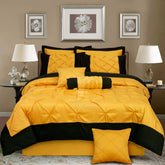 RHS Mustard Yellow Quilted Diamond Pattern Quilt Cover Set with Border