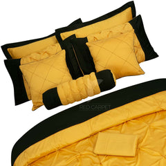 RHS Mustard Yellow Quilted Diamond Pattern Quilt Cover Set with Border