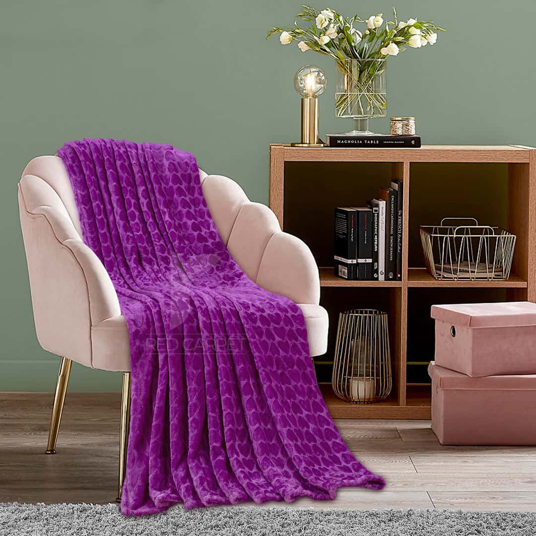 Embossed Heart fleece blanket (L/Purple)